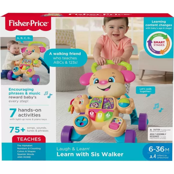 FisherPrice Laugh amp Learn Baby amp Toddler Toy Smart Stages Learn With Sis Walker Educational Music Lights And ActivitiesSis Walker