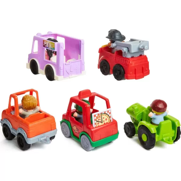 FisherPrice Little People Toddler Playset Around the Neighborhood Vehicle Pack 5 Toy Cars amp Trucks and 5 Figures for Ages 1 Years Amazon Exclusive5Pack