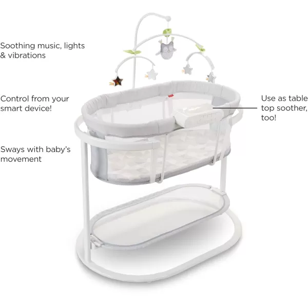 FisherPrice Soothing Motions Bassinet with Smart Connect  Swaying Newborn and Infant Bassinet with Soothing Features Controlled by Smart DeviceFisherPrice Soothing Motions Bassinet with Smart Connect  Swaying Newborn and Infant Bassinet with Soothing Features Controlled by Smart Device