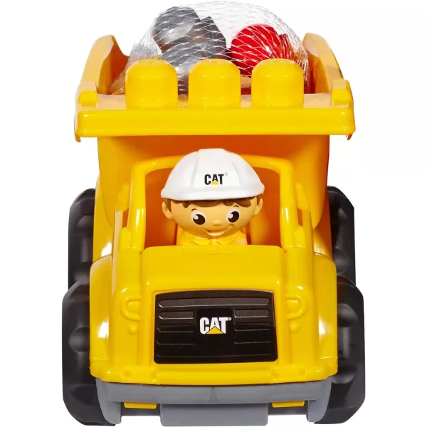 MEGA BLOKS Cat Building Blocks Toy Fisher Price Lil Dump Truck With 7 Pieces 1 Figure Yellow Gift Ideas For KidsCat Lil Dump Truck