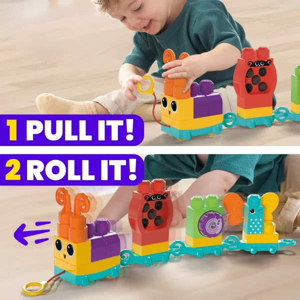 MEGA BLOKS Fisher Price Sensory Building Blocks Toy Move N Groove Caterpillar Train With 24 Pieces and Pull String Gift Ideas For ToddlersMEGA BLOKS Fisher Price Sensory Building Blocks Toy Move N Groove Caterpillar Train With 24 Pieces and Pull String Gift Ideas For Toddlers