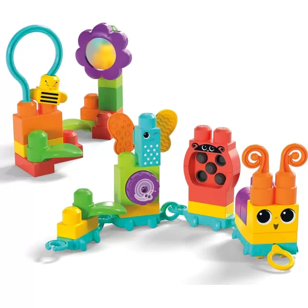 MEGA BLOKS Fisher Price Sensory Building Blocks Toy Move N Groove Caterpillar Train With 24 Pieces and Pull String Gift Ideas For ToddlersMEGA BLOKS Fisher Price Sensory Building Blocks Toy Move N Groove Caterpillar Train With 24 Pieces and Pull String Gift Ideas For Toddlers