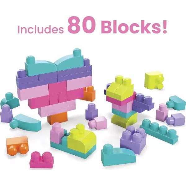 MEGA BLOKS FisherPrice Toddler Block Toys Big Building Bag with 80 Pieces and Storage Bag Pink Gift Ideas for Kids Age 1 YearsPink Building Bag  ABC Music Train