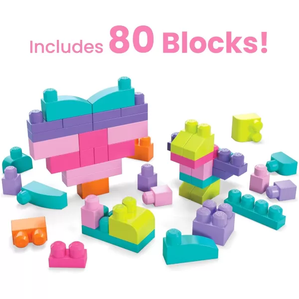 MEGA BLOKS FisherPrice Toddler Block Toys Big Building Bag with 80 Pieces and Storage Bag Pink Gift Ideas for Kids Age 1 YearsPink Building Bag  Build amp Race Rig