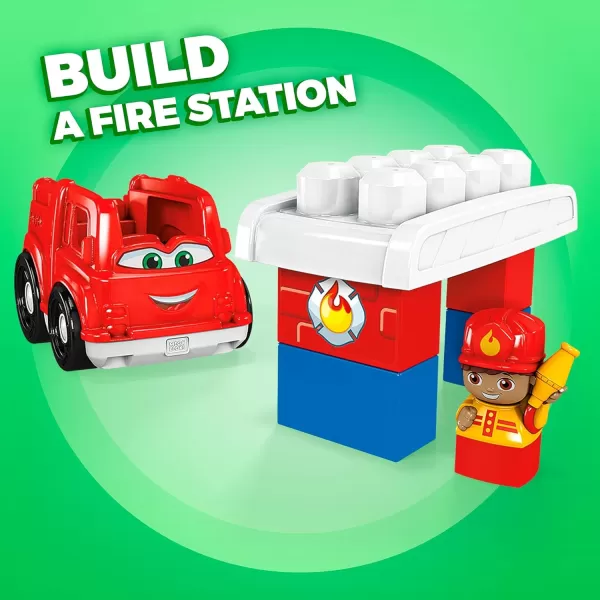 MEGA BLOKS FisherPrice Toddler Building Blocks Freddy Fire Truck with 6 Pieces and Storage 1 Figure Red Toy Car Gift Ideas for KidsFreddy FIre Truck