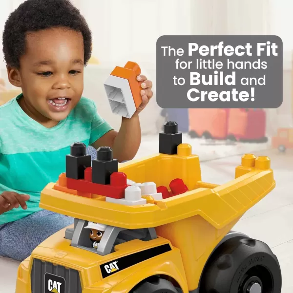 MEGA Bloks Cat FisherPrice Toddler Blocks Building Toy Large Dump Truck with 25 Pieces 1 Figure Yellow Gift Ideas for KidsMEGA Bloks Cat FisherPrice Toddler Blocks Building Toy Large Dump Truck with 25 Pieces 1 Figure Yellow Gift Ideas for Kids