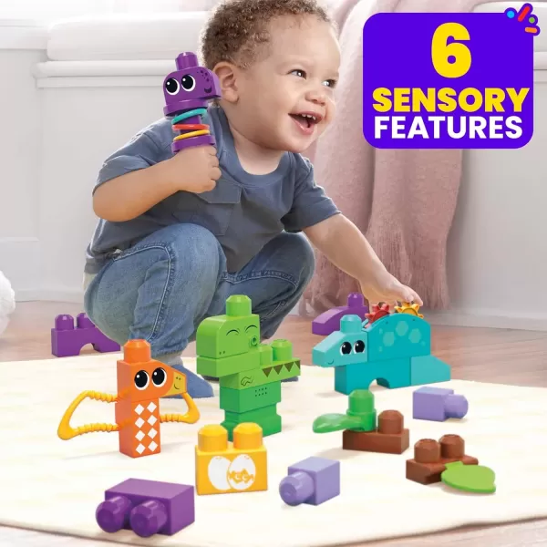 Mega BLOKS Fisher Price Sensory Building Toy Squeak N Chomp Dinos with 24 Pieces TRex Toddler Blocks Gift Ideas for Kids Age 1 YearsMega BLOKS Fisher Price Sensory Building Toy Squeak N Chomp Dinos with 24 Pieces TRex Toddler Blocks Gift Ideas for Kids Age 1 Years