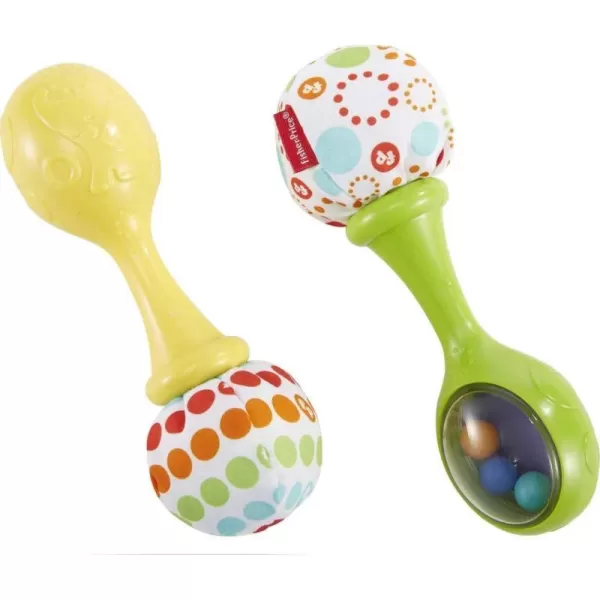 FisherPrice Baby Newborn Toys Rattle n Rock Maracas Set of 2 Soft Musical Instruments for Babies 3 Months Blue OrangeGreenYellow