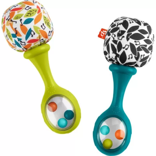 FisherPrice Baby Newborn Toys Rattle n Rock Maracas Set of 2 Soft Musical Instruments for Babies 3 Months Blue OrangeNew  Neutral Colors