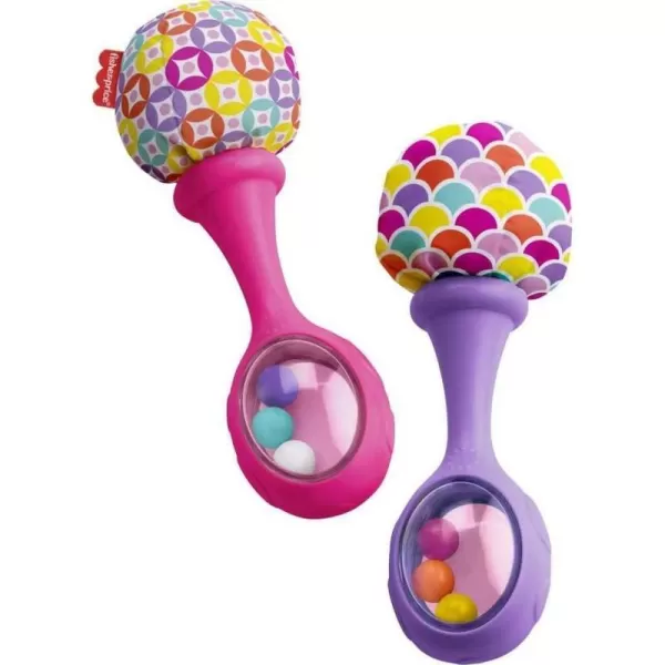 FisherPrice Baby Newborn Toys Rattle n Rock Maracas Set of 2 Soft Musical Instruments for Babies 3 Months Blue OrangePinkPurple