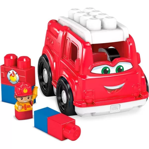 MEGA BLOKS FisherPrice Toddler Building Blocks Freddy Fire Truck with 6 Pieces and Storage 1 Figure Red Toy Car Gift Ideas for KidsFreddy FIre Truck