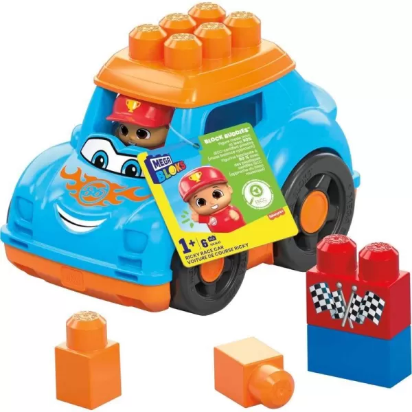 MEGA BLOKS FisherPrice Toddler Building Blocks Freddy Fire Truck with 6 Pieces and Storage 1 Figure Red Toy Car Gift Ideas for KidsRicky Race Car