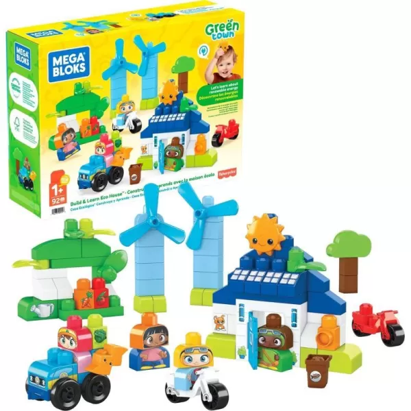 MEGA BLOKS FisherPrice Toddler Building Blocks Green Town Build amp Learn Eco House With 88 Pieces Kids Age 1 YearsMEGA BLOKS FisherPrice Toddler Building Blocks Green Town Build amp Learn Eco House With 88 Pieces Kids Age 1 Years