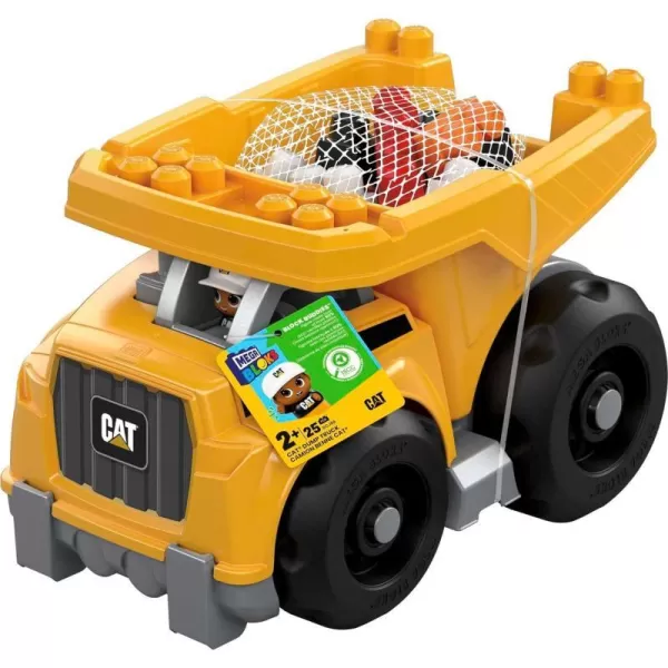 MEGA Bloks Cat FisherPrice Toddler Blocks Building Toy Large Dump Truck with 25 Pieces 1 Figure Yellow Gift Ideas for KidsMEGA Bloks Cat FisherPrice Toddler Blocks Building Toy Large Dump Truck with 25 Pieces 1 Figure Yellow Gift Ideas for Kids