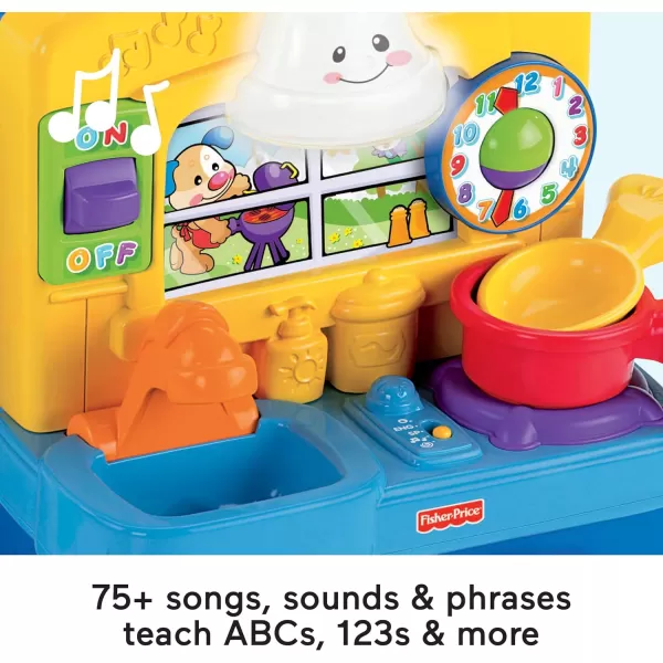 FisherPrice Laugh amp Learn Toddler Playset Learning Kitchen with Music Lights amp Bilingual Content for Baby to Toddler Pretend PlaySIOCFFP FrustrationFree Packaging