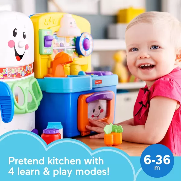 FisherPrice Laugh amp Learn Toddler Playset Learning Kitchen with Music Lights amp Bilingual Content for Baby to Toddler Pretend PlaySIOCFFP FrustrationFree Packaging