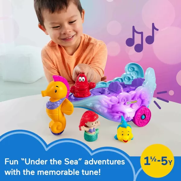 FisherPrice Little People Toddler Toy Disney Princess Ariels LightUp Sea Carriage Musical Vehicle with 2 Figures for Ages 18 MonthsAriels Sea Carriage