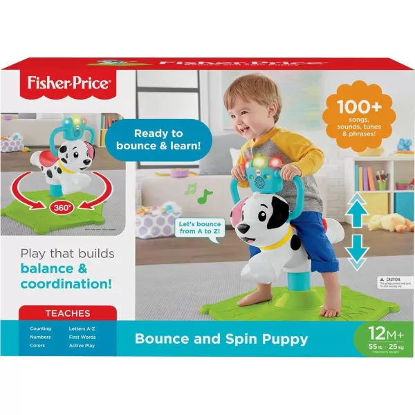 FisherPrice Toddler RideOn Learning Toy Bounce and Spin Puppy Stationary Musical Bouncer for Babies and Toddlers Ages 12 MonthsFisherPrice Toddler RideOn Learning Toy Bounce and Spin Puppy Stationary Musical Bouncer for Babies and Toddlers Ages 12 Months