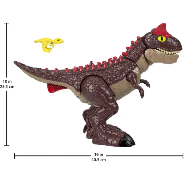 Imaginext Jurassic World Dinosaur Toy Spike Strike Carnotaurus 11Inch Tall Figure with Baby Raptor for Ages 3 YearsImaginext Jurassic World Dinosaur Toy Spike Strike Carnotaurus 11Inch Tall Figure with Baby Raptor for Ages 3 Years