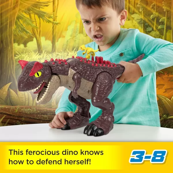 Imaginext Jurassic World Dinosaur Toy Spike Strike Carnotaurus 11Inch Tall Figure with Baby Raptor for Ages 3 YearsImaginext Jurassic World Dinosaur Toy Spike Strike Carnotaurus 11Inch Tall Figure with Baby Raptor for Ages 3 Years