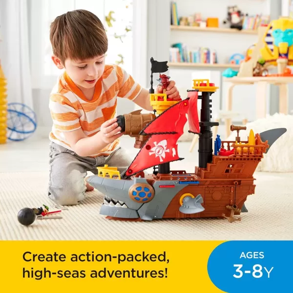 Imaginext Preschool Toy Shark Bite Pirate Ship Playset With Figure amp Accessories For Pretend Play Ages 3 YearsEco packaging Playset