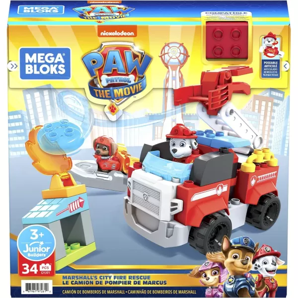 MEGA BLOKS Paw Patrol Marshalls City Fire Rescue Toy Building Set With 32 Jr Bricks Marshall and Zuma Figures Gift Set For Boys and Girls Ages 3MEGA BLOKS Paw Patrol Marshalls City Fire Rescue Toy Building Set With 32 Jr Bricks Marshall and Zuma Figures Gift Set For Boys and Girls Ages 3