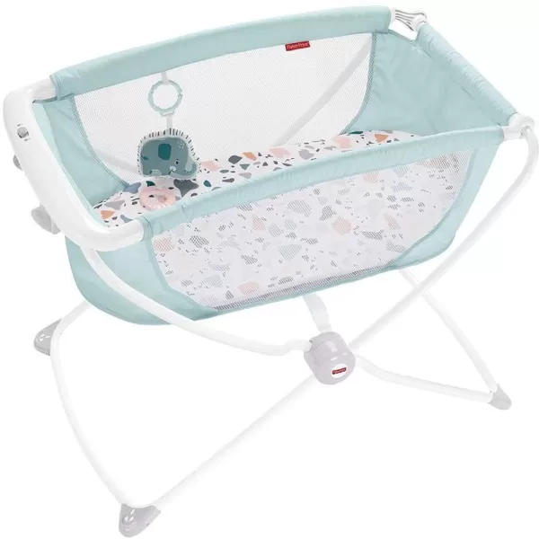 FisherPrice Baby Crib Soothing View Bassinet Portable Cradle with Mesh Sides and Slim Fold for Travel Climbing Leaves Amazon ExclusivePacific Pebble