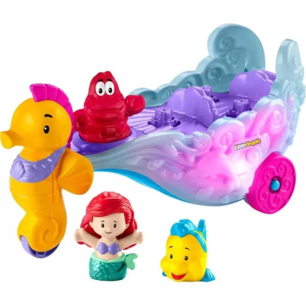 FisherPrice Little People Toddler Toy Disney Princess Ariels LightUp Sea Carriage Musical Vehicle with 2 Figures for Ages 18 MonthsAriels Sea Carriage