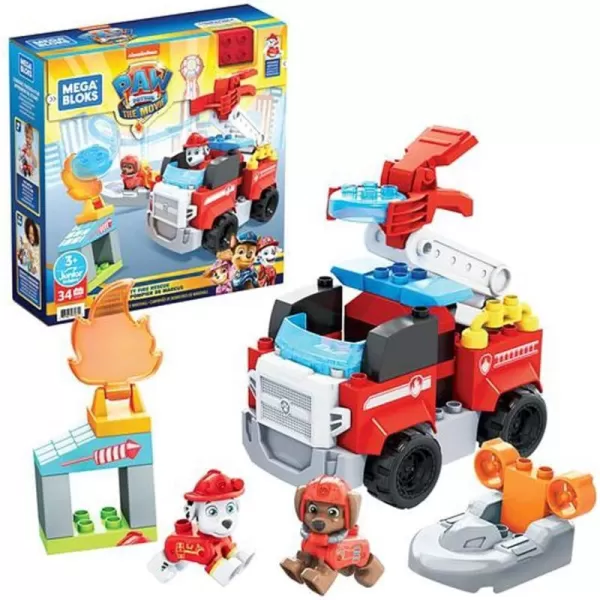 MEGA BLOKS Paw Patrol Marshalls City Fire Rescue Toy Building Set With 32 Jr Bricks Marshall and Zuma Figures Gift Set For Boys and Girls Ages 3MEGA BLOKS Paw Patrol Marshalls City Fire Rescue Toy Building Set With 32 Jr Bricks Marshall and Zuma Figures Gift Set For Boys and Girls Ages 3