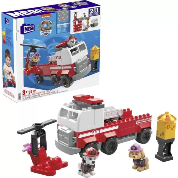 MEGA BLOKS Paw Patrol Toddler Building Blocks Toy Marshalls Ultimate Fire Truck with 37 Pieces 2 Figures Gift Ideas for Kids Age 3 YearsMEGA BLOKS Paw Patrol Toddler Building Blocks Toy Marshalls Ultimate Fire Truck with 37 Pieces 2 Figures Gift Ideas for Kids Age 3 Years