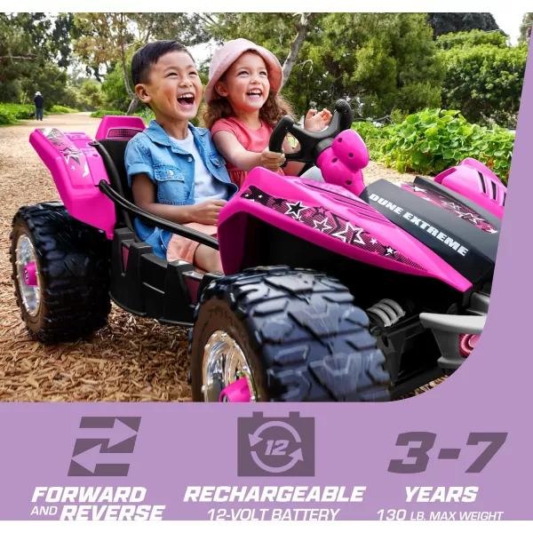 Power Wheels Dune Racer Extreme RideOn BatteryPowered Vehicle For Preschool Kids MultiTerrain Traction Seats 2 PinkDune Racer Pink  Battery