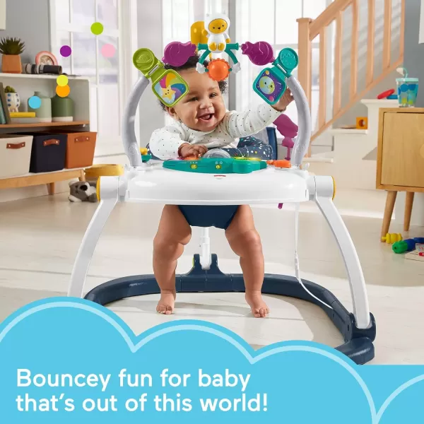 FisherPrice Baby Bouncer Spacesaver Jumperoo Activity Center With Lights Sounds And Folding Frame Astro KittyAstro Kitty