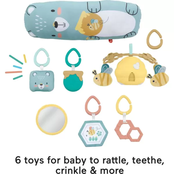 FisherPrice Baby Gift Set 3In1 Music Glow And Grow Gym amp Hedgehog Plush Playmat With 5 Linkable Toys For Newborn Sensory PlayHoney Bee Activity Gym