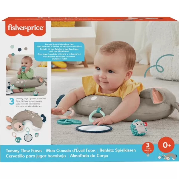 FisherPrice Baby Littlest Gamer Tummy Time Wedge with 2 Linkable Baby Toys for Newborn Gross Motor Skill amp Sensory DevelopmentFawn Wedge