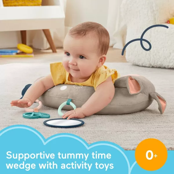 FisherPrice Baby Littlest Gamer Tummy Time Wedge with 2 Linkable Baby Toys for Newborn Gross Motor Skill amp Sensory DevelopmentFawn Wedge