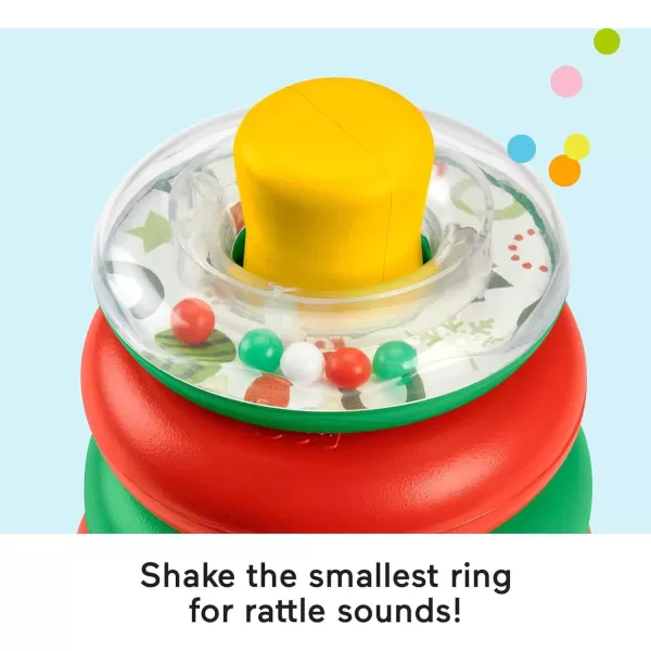 FisherPrice Baby Stacking Toy RockAStack RolyPoly Base With 5 Colorful Rings For Ages 6 MonthsHoliday RockAStack