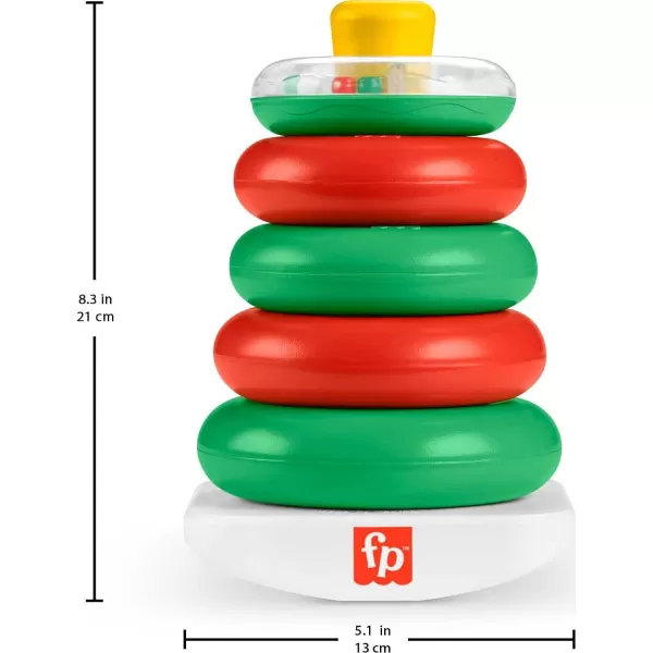 FisherPrice Baby Stacking Toy RockAStack RolyPoly Base With 5 Colorful Rings For Ages 6 MonthsHoliday RockAStack