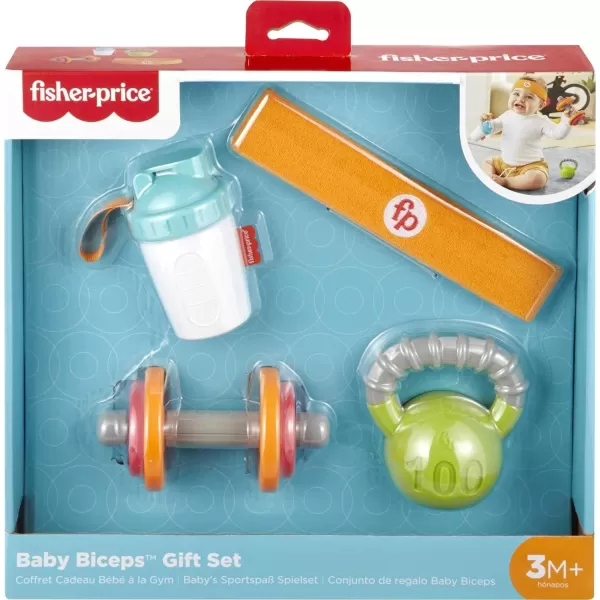 FisherPrice Baby Teething amp Rattle Toys Baby Biceps Gift Set GymThemed for Infant Fine Motor amp Sensory Play 4 PiecesBaby Biceps