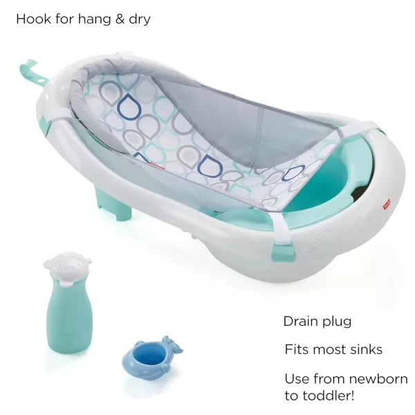 FisherPrice Baby to Toddler Bath 4In1 Sling N Seat Tub with Removable Infant Support and 2 Toys Pacific PebbleBubbles