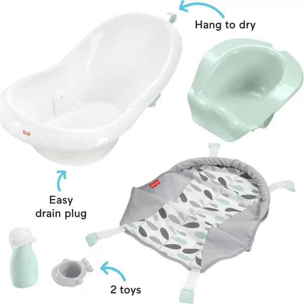 FisherPrice Baby to Toddler Bath 4In1 Sling N Seat Tub with Removable Infant Support and 2 Toys Pacific PebbleClimbing Leaves