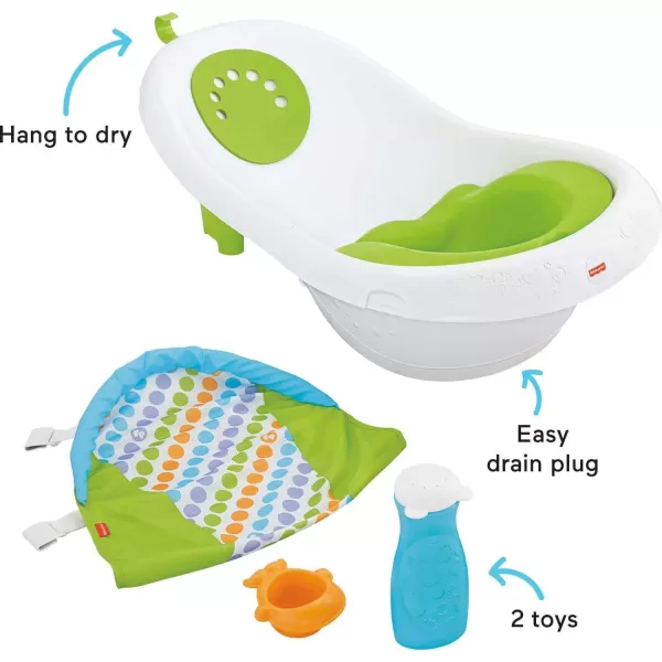 FisherPrice Baby to Toddler Bath 4In1 Sling N Seat Tub with Removable Infant Support and 2 Toys Pacific PebbleGreen