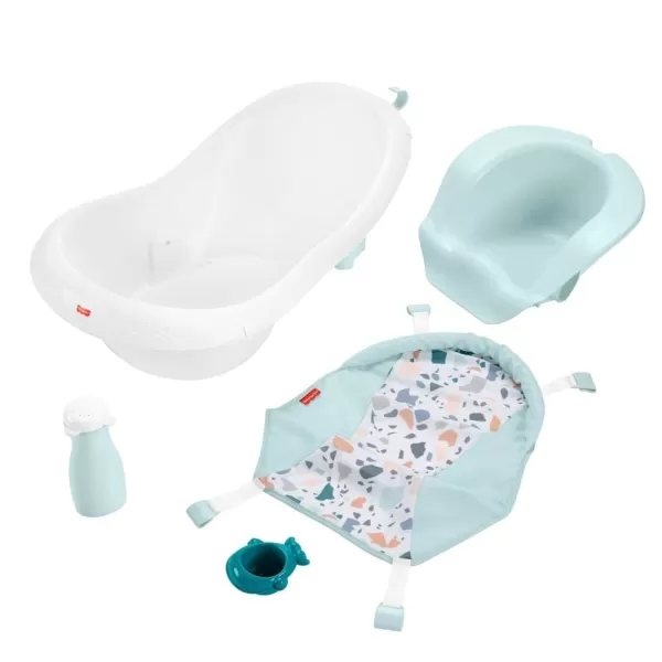 FisherPrice Baby to Toddler Bath 4In1 Sling N Seat Tub with Removable Infant Support and 2 Toys Pacific PebblePacific Pebble