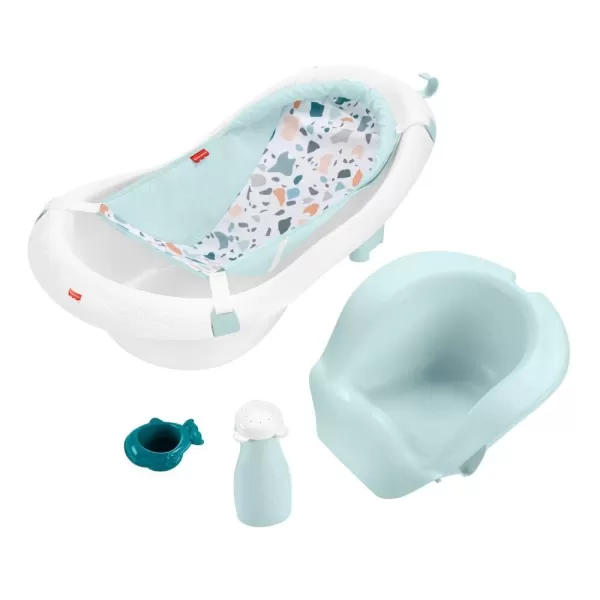 FisherPrice Baby to Toddler Bath 4In1 Sling N Seat Tub with Removable Infant Support and 2 Toys Pacific PebblePacific Pebble