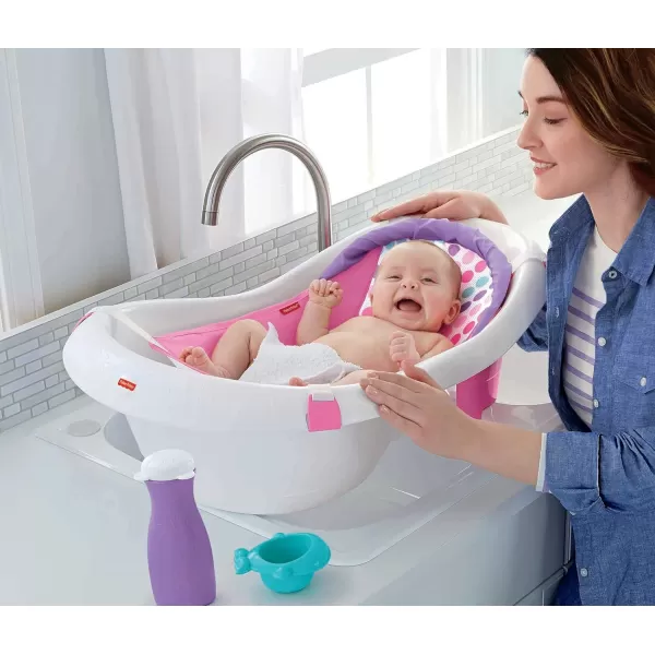 FisherPrice Baby to Toddler Bath 4In1 Sling N Seat Tub with Removable Infant Support and 2 Toys Pacific PebblePink