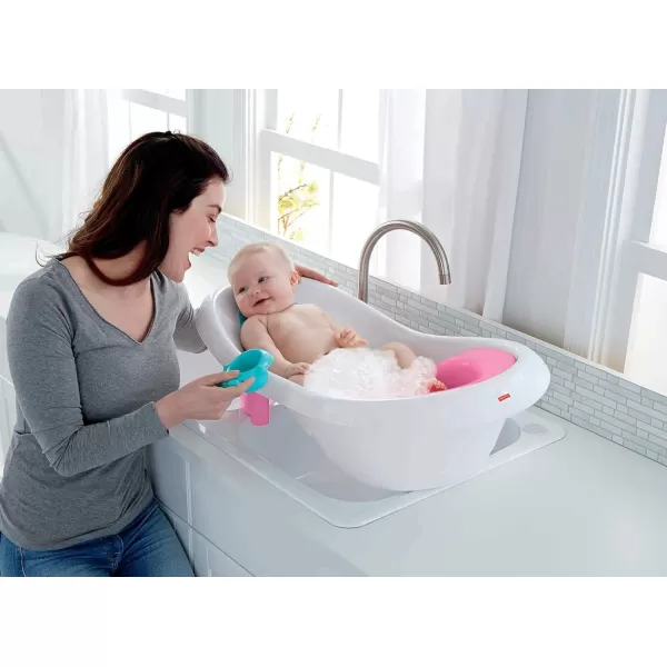 FisherPrice Baby to Toddler Bath 4In1 Sling N Seat Tub with Removable Infant Support and 2 Toys Pacific PebblePink