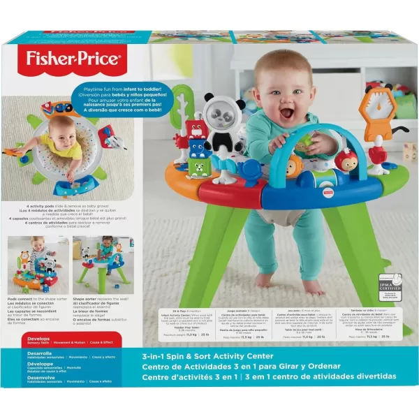 FisherPrice Baby to Toddler Toy 3in1 Spin amp Sort Activity Center and Play Table with 10 Activities Happy Dots Amazon ExclusiveRetro Roar