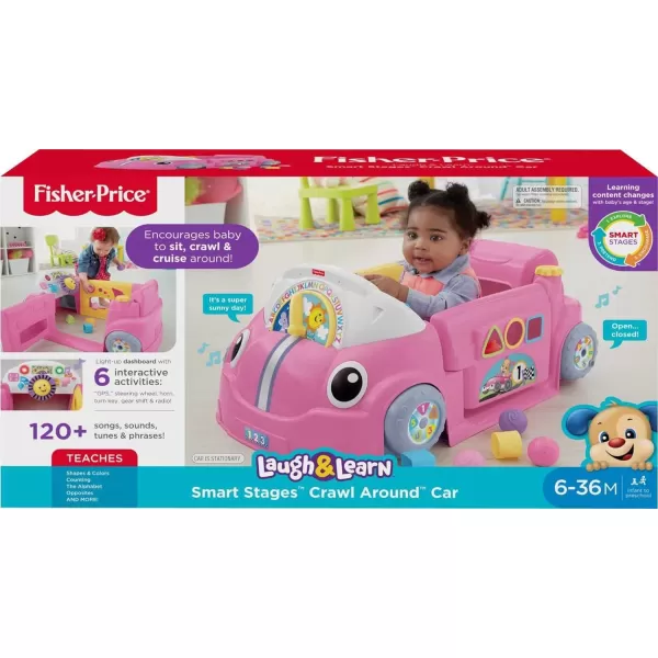 FisherPrice Laugh amp Learn Baby Activity Center Crawl Around Car Interactive Playset with Smart Stages for Infants amp Toddlers Pink Amazon ExclusiveCrawl Around Car u2013 Pink