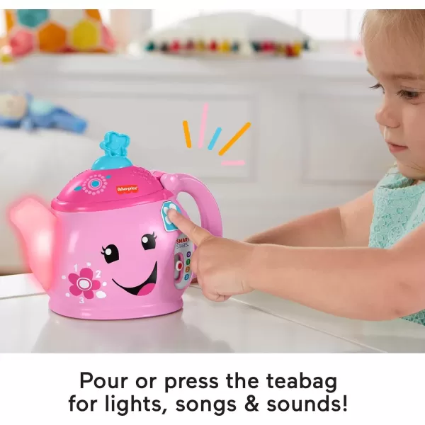 FisherPrice Laugh amp Learn Toddler Learning Toy Sweet Manners Tea Set With Smart Stages For Pretend Play Ages 18 MonthsFrustration Free Packaging