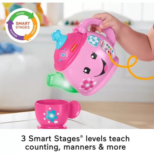 FisherPrice Laugh amp Learn Toddler Learning Toy Sweet Manners Tea Set With Smart Stages For Pretend Play Ages 18 MonthsFrustration Free Packaging