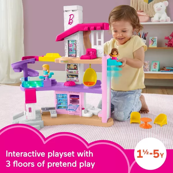 FisherPrice Little People Barbie Toddler Toy Little Dreamhouse Playset With Music Lights Sounds amp 7 Pieces For Ages 18 MonthsSimplified Packaging